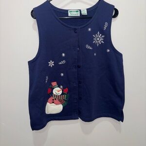 VTG Navy Blue Snowman Vest
